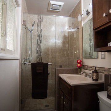 Linda Vista Bathroom Remodel with Dark Wood Vanity