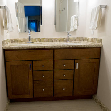 Linda Vista Master Bathroom Renovation with Medium Wood Vanity