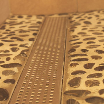 Linear Drain and River Rock Shower