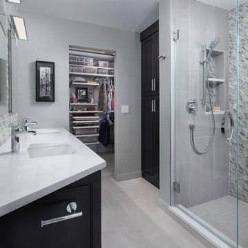 Linen cabinet added in place of small shower