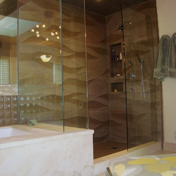 Lofrano Master Bath and Shower with a wave like textured tile