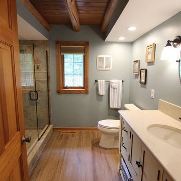 Log Cabin First Floor Bathroom with Tiled Shower ~ Hinckley, OH