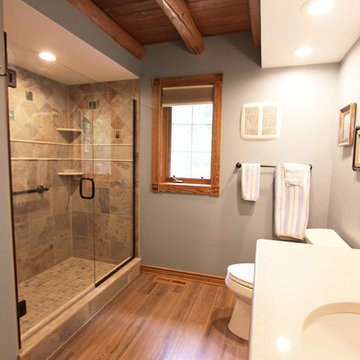 Log Cabin First Floor Bathroom with Tiled Shower ~ Hinckley, OH