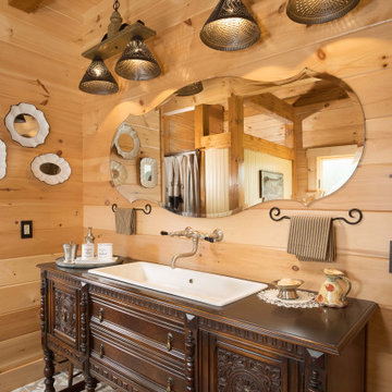 Log Home Master Bath Modern-Day Farmhouse