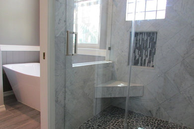 Inspiration for a timeless marble tile bathroom remodel in Los Angeles