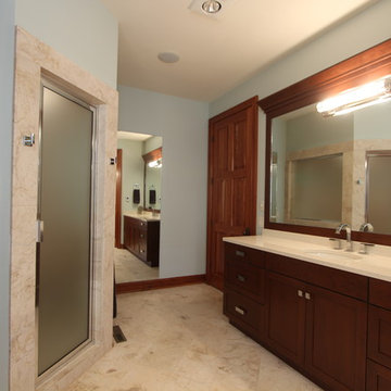 Long Cherry Vanities with Matching Framed Mirror