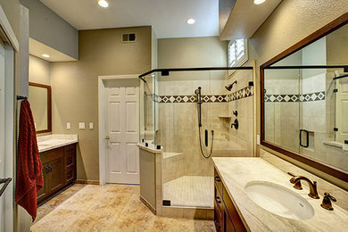 Inspiration for a mid-sized contemporary master bathroom remodel in New York