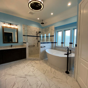 Long Master Bath Freestanding Tub & Open Shower