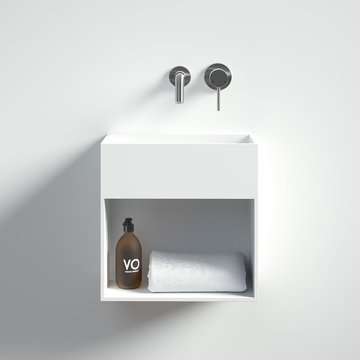 LUSSO STONE BLOK STONE RESIN WALL HUNG COMPACT BASIN 400