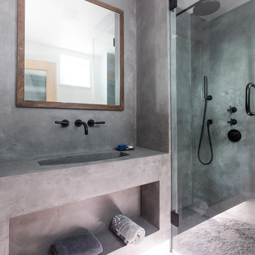 Luxurious Bespoke Bathroom Walls with Oslo Grey in Satin Finish - Wapping London