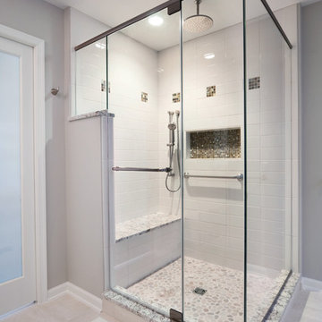 Luxurious Master Bathroom with River Stone Shower Floor