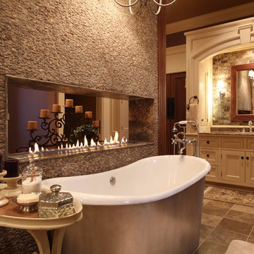 Luxury Master Bath with Freestanding Tub and Fireplace