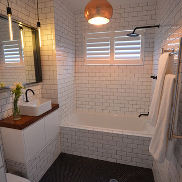Black And White Tile Floor Bathroom, Black Subway Tile Bathroom Floor