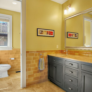75+ Rustikale Badezimmer mit gelber Wandfarbe Ideen & Bilder - Juni