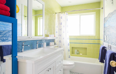 Room of the Day: A Kids’ Bathroom Sets Sail With a Sunny Nautical Theme