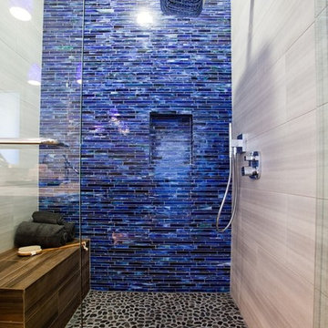 Marazzi Catwalk Blue Ballet Glass Mosaic Tile Shower