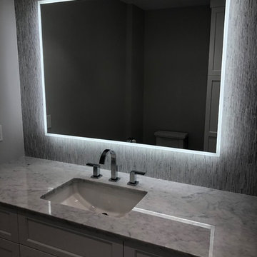 Marble Bathroom with Heated Flooring & Vanity Mirror with Lighting System