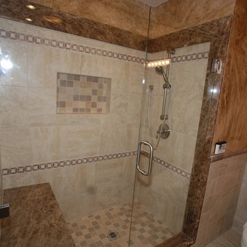 Marble Shower and Soaking Tub & Glazed Walls Marble Top & Bidet Seat