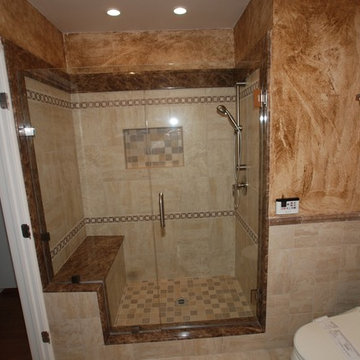 Marble Shower and Soaking Tub & Glazed Walls Marble Top & Bidet Seat