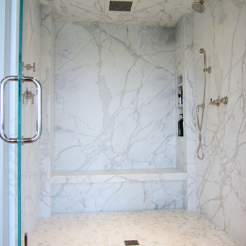 Marble slab walk-in shower