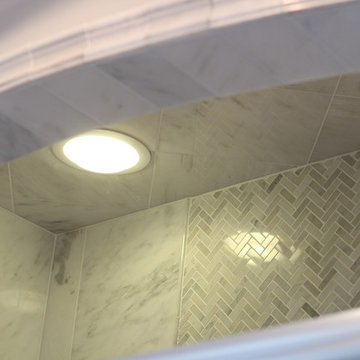 Marble Tiled Shower Ceiling with Recessed Lights