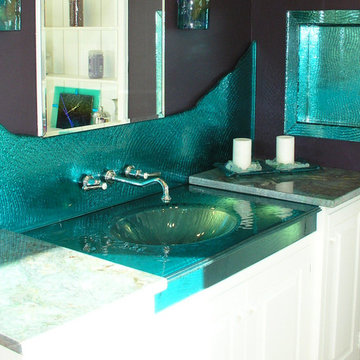 Marblehead MA, Contemporary Glass Sink and Backsplash