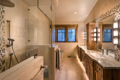 Bathroom - contemporary bathroom idea in Sacramento with granite countertops