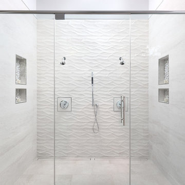 Massive White Tile Shower for Two