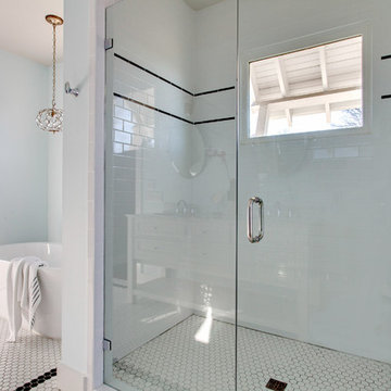 Master Bath - Black and White Tiles - Art Deco Flare