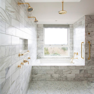 75+ Badezimmer mit offener Dusche und integriertem Waschbecken Ideen