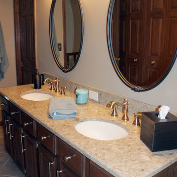 Master Bath Cambria Linwood Countertops & Champagne Tiled Shower ~ Hinckley, OH