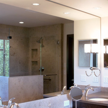 Master Bath Counter, with Shower Reflected in Mirror