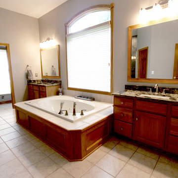Master Bath Grey Tiled Shower and Quartz Countertops ~ Medina, OH