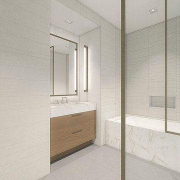 Master Bath in NYC Luxury Industrial Condo, Tribeca