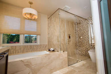 Example of a transitional bathroom design in San Francisco