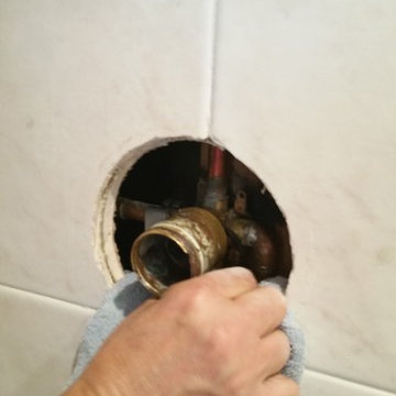 Master Bath Shower Hardware removal and replacement