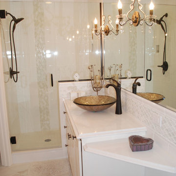 Master bath showing vanity and shower detail