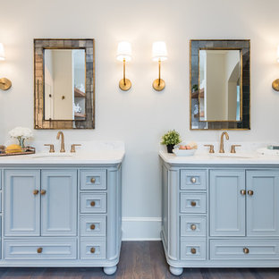 75 Beautiful Dark Wood Floor Bathroom With Blue Cabinets Pictures Ideas May 2021 Houzz