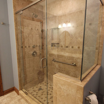 Master Bath with Corian Countertop and Tiled Shower ~ Broadview Heights, OH