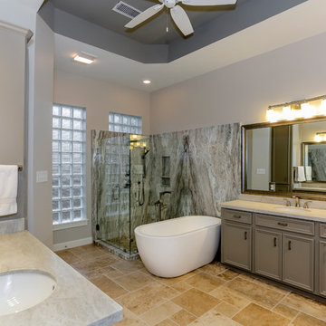 Master Bath with elements of natural stone