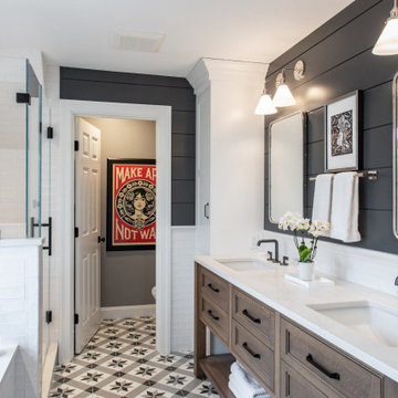 Master Bath with frameless shower, soaking tub, double vanity and water closet w