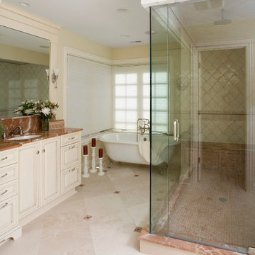 Master Bath with Freestanding Tub and Oversized Stone Shower