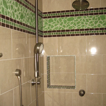 Master Bath with glass tile