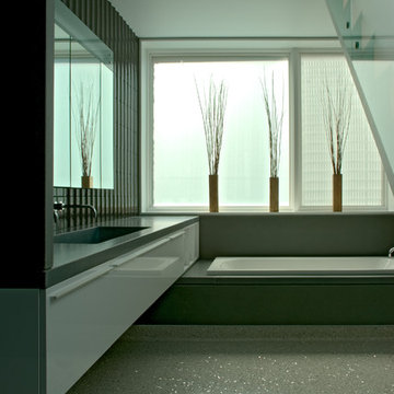 Master bath with terrazo floors.