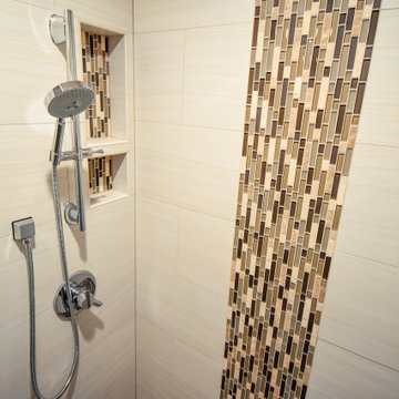 Master Bath with Tile Shower and Freestanding Bath Tub