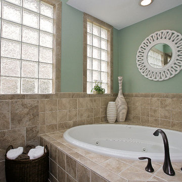 Master Bath with White Cabinetry