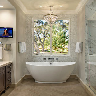 Inspiration for a timeless freestanding bathtub remodel in San Francisco