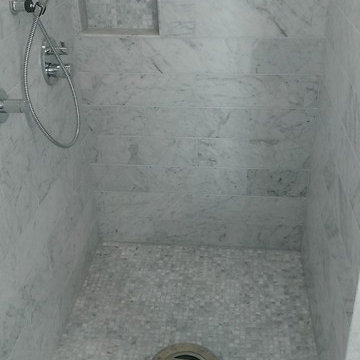 Master Bathroom - 6" x 18" Carrera Marble Showers / Vanity Walls