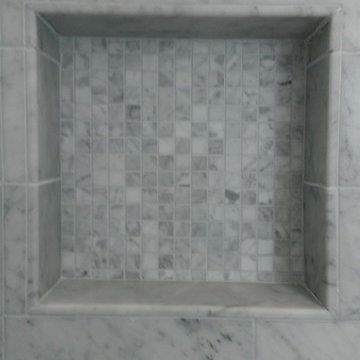 Master Bathroom - 6" x 18" Carrera Marble Showers / Vanity Walls