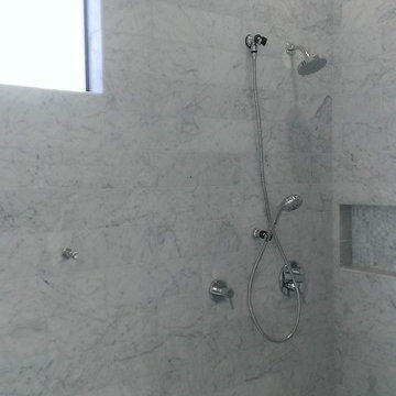 Master Bathroom - 6" x 18" Carrera Marble Showers / Vanity Walls